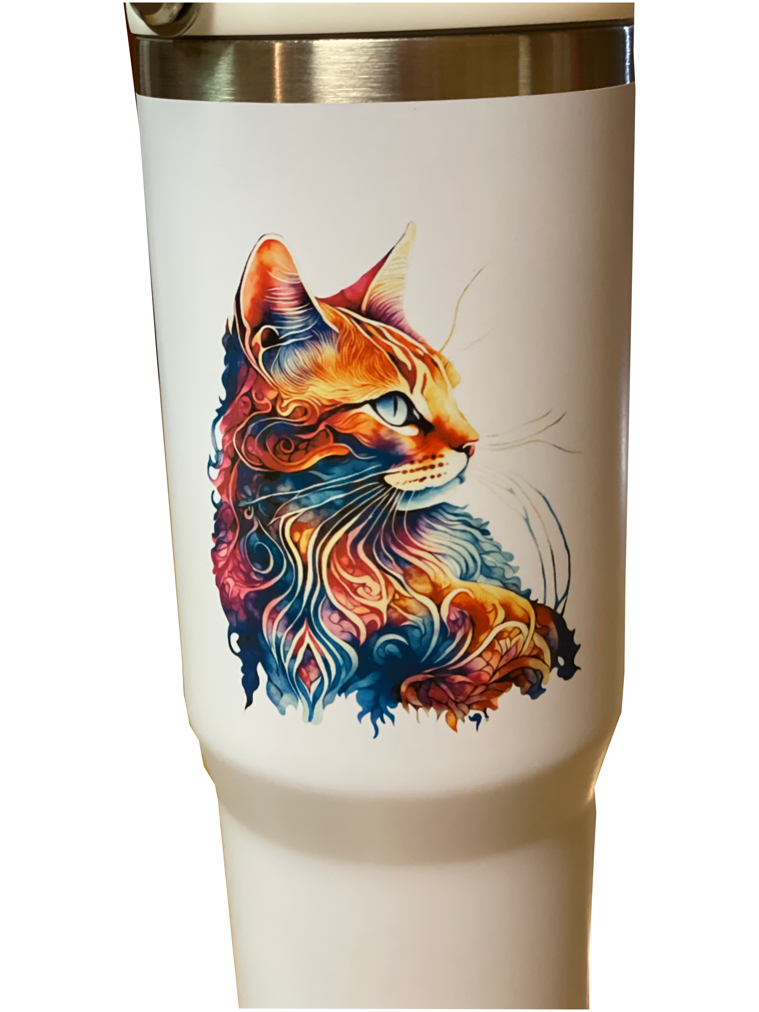 30oz Custom Stanley Tumbler Watercolor Cat